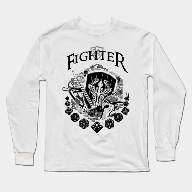 RPG Class Series: Fighter - Black Version Long Sleeve T-Shirt by Milmino